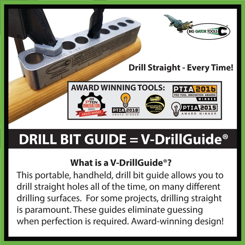 BIG GATOR TOOLS The Original V-DrillGuideÂ®! Big Gator Tools STD1000DGNP Standard Drill Guide Sizes 1/8" - 3/8" - Image 5