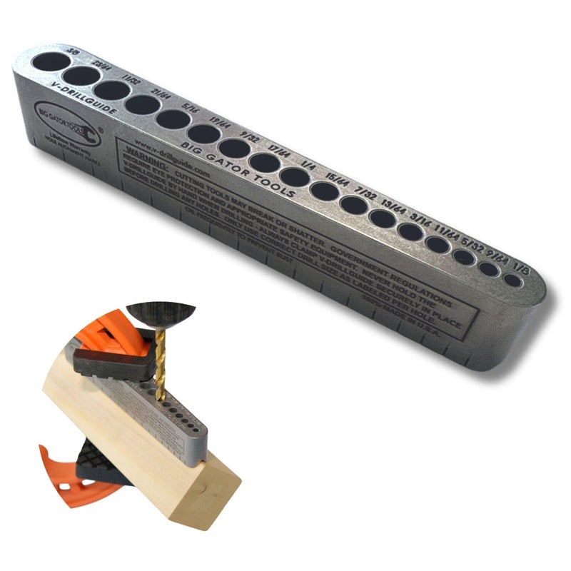 BIG GATOR TOOLS The Original V-DrillGuideÂ®! Big Gator Tools STD1000DGNP Standard Drill Guide Sizes 1/8" - 3/8" - Image 2