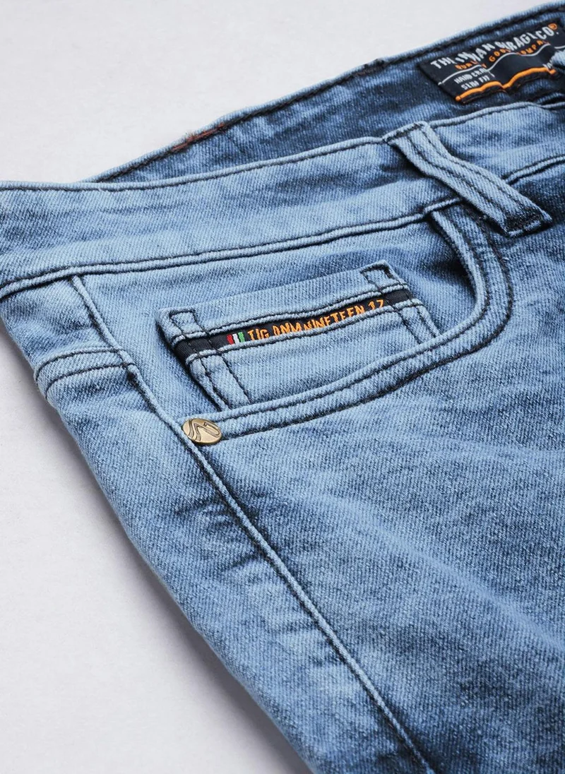 The Indian Garage Co  Men Regular Fit Colorblocked Mid-Rise Stretchable Jeans for Men | Best Price UAE