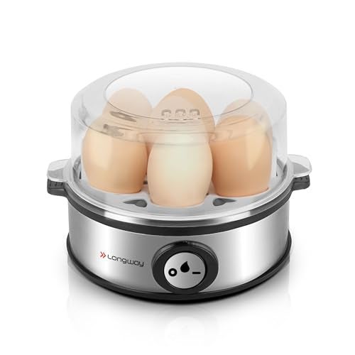 Longway Champ 360 Watt Stainless Steel Egg Boiler/Cooker for Steaming, Cooking & Boiling 3 Boiling Modes Sof, Medium, Hard 1 Years Warranty (Boil Upto 7 Eggs, Silver) - Image 1