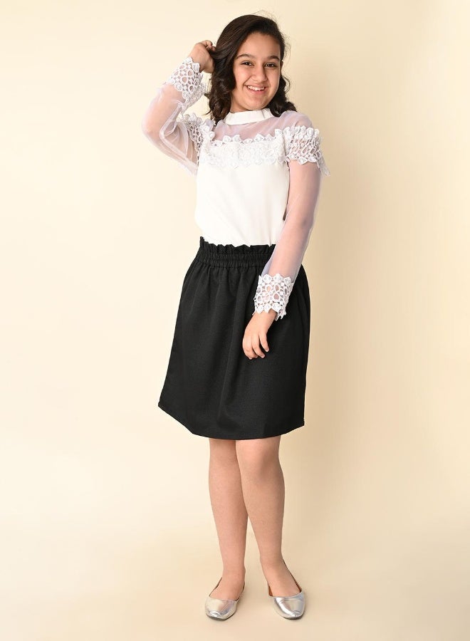 LILPICKS Stylish Lace Top with Plain Skirt Set - Image 5