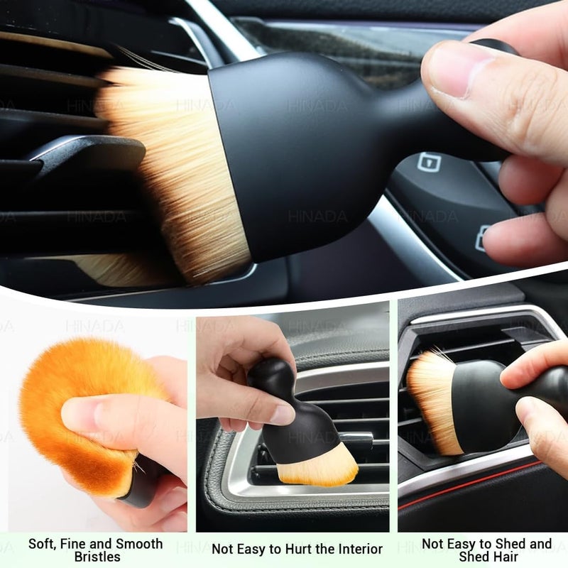 HiNADA 12pcs Car Cleaning Kits, Car Window Cleaner Tool, Soft Car Detailing Brush Kit Interior Exterior Dust Removal Brushes Tool for Automotive Engine, Leather, Dashboard, Vents - Image 4