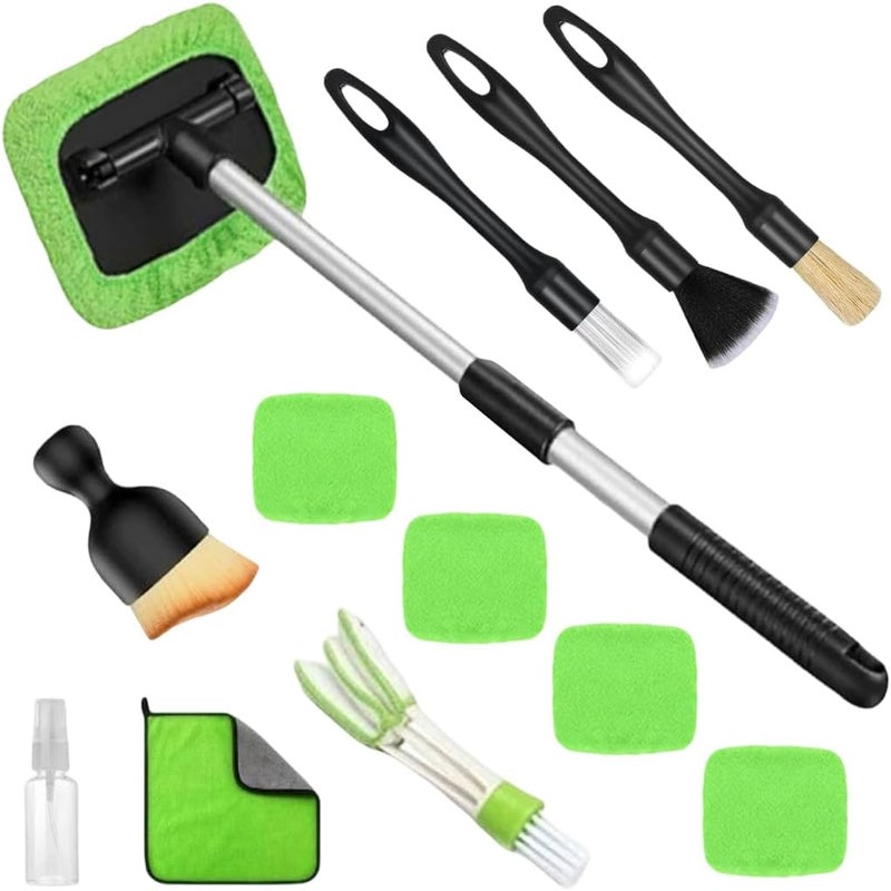 HiNADA 12pcs Car Cleaning Kits, Car Window Cleaner Tool, Soft Car Detailing Brush Kit Interior Exterior Dust Removal Brushes Tool for Automotive Engine, Leather, Dashboard, Vents - Image 1