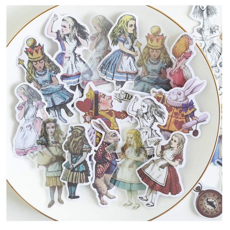 Alideco 80Pcs Vintage Scrapbooking Stickers Packs Kawaii Alice Scrapbook Supplies Funny Aesthetic for Adult Stickers for Girls Journaling Assorted Phone
