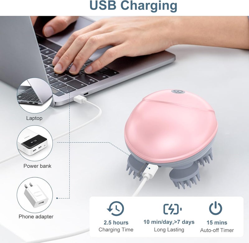 Ankilo Upgraded Handheld Pet Massager for Dogs and Cats Electric Cat Dog Massager with 4 Rotatable Massage Heads Three Modes for Relieving Tight Stiffness Muscles Promote Bonding Pink - Image 4