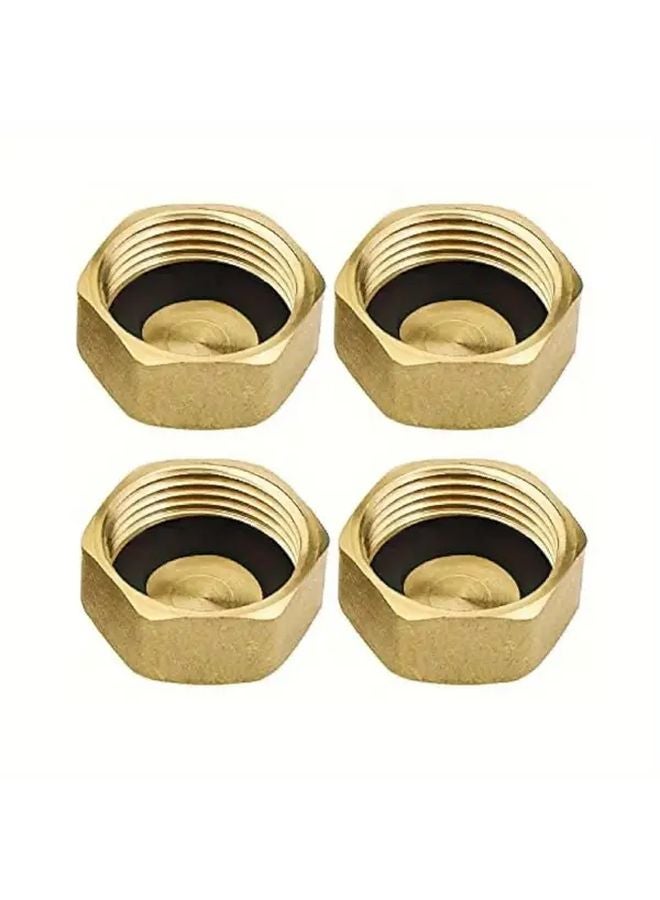 4 Pieces Brass Hex End Cap Internal Threaded Pipe Fitting Leakproof Corrosion Resistant - Image 1