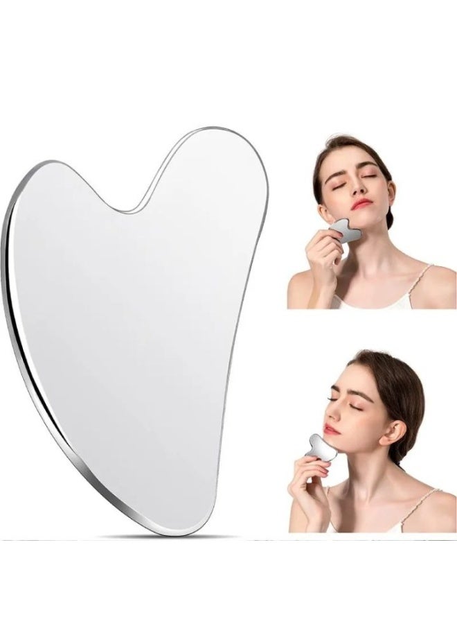 أداة تدليك الوجه غوا شا المصنوعة من الفولاذ المقاوم للصدأ، مكشطة غوا شا المصنوعة من الفولاذ المقاوم للصدأ لشد الوجه - Image 2