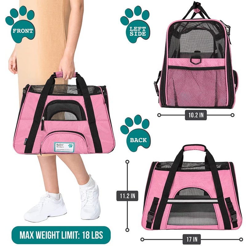 PetAmi Airline Approved Pet Carrier for Cat, Soft Sided Dog Carrier for Small Dogs, Cat Travel Supplies Accessories for Indoor Cats, Ventilated Pet Carrying Bag Medium Large Kitten Puppy, Small Pink - Image 2