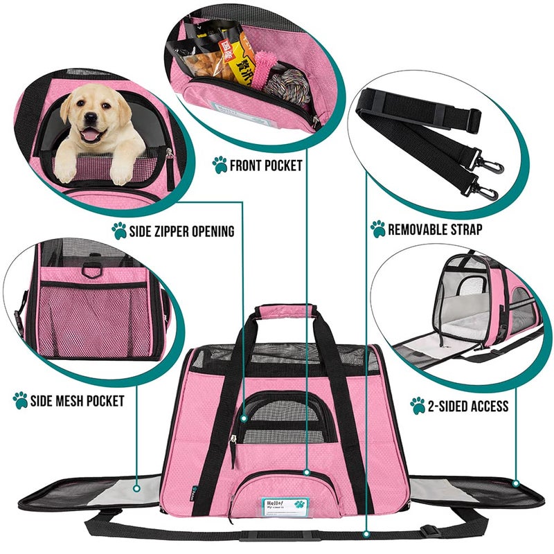 PetAmi Airline Approved Pet Carrier for Cat, Soft Sided Dog Carrier for Small Dogs, Cat Travel Supplies Accessories for Indoor Cats, Ventilated Pet Carrying Bag Medium Large Kitten Puppy, Small Pink - Image 3