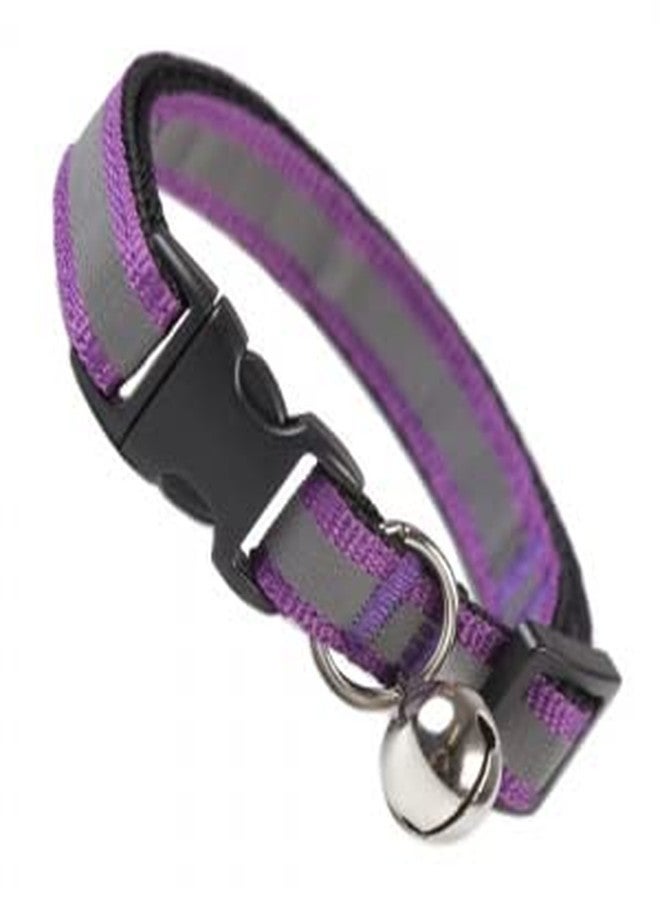 Litvibes Cat Collars Breakaway with Bell & Reflective Design,Kitten & Small Dogs Soft Adjustable,Safe,Solid & Protection for Cats & Puppies,Cute Kitty Neckband with Reflective Design - (Purple) - Image 2