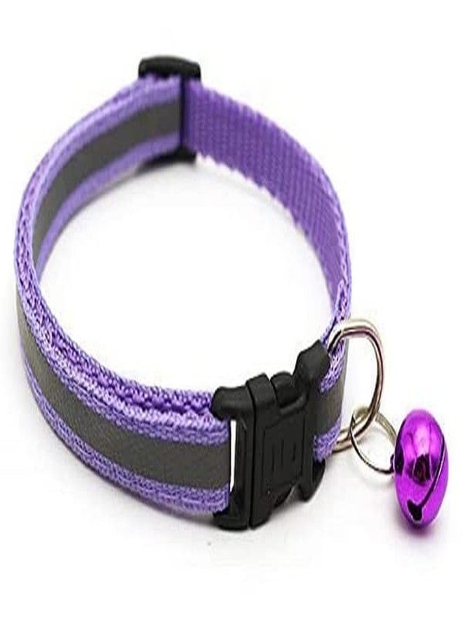 Litvibes Cat Collars Breakaway with Bell & Reflective Design,Kitten & Small Dogs Soft Adjustable,Safe,Solid & Protection for Cats & Puppies,Cute Kitty Neckband with Reflective Design - (Purple) - Image 1