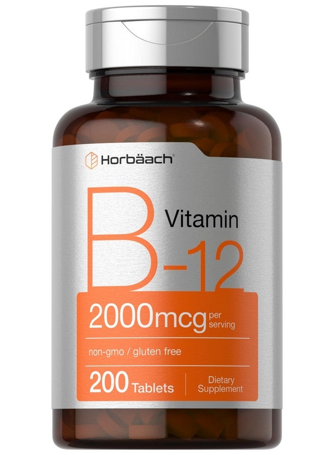Horbäach B12 Vitamin 2000 mcg | 200 Tablets | Vegetarian Supplement | Non-GMO & Gluten Free - Image 1