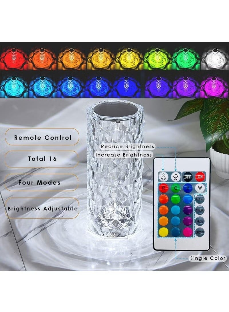 TIGER RGB Crystal Table Lamp MultiColor Remote Control Touch Dimmable LED Light USB Charging - Image 2