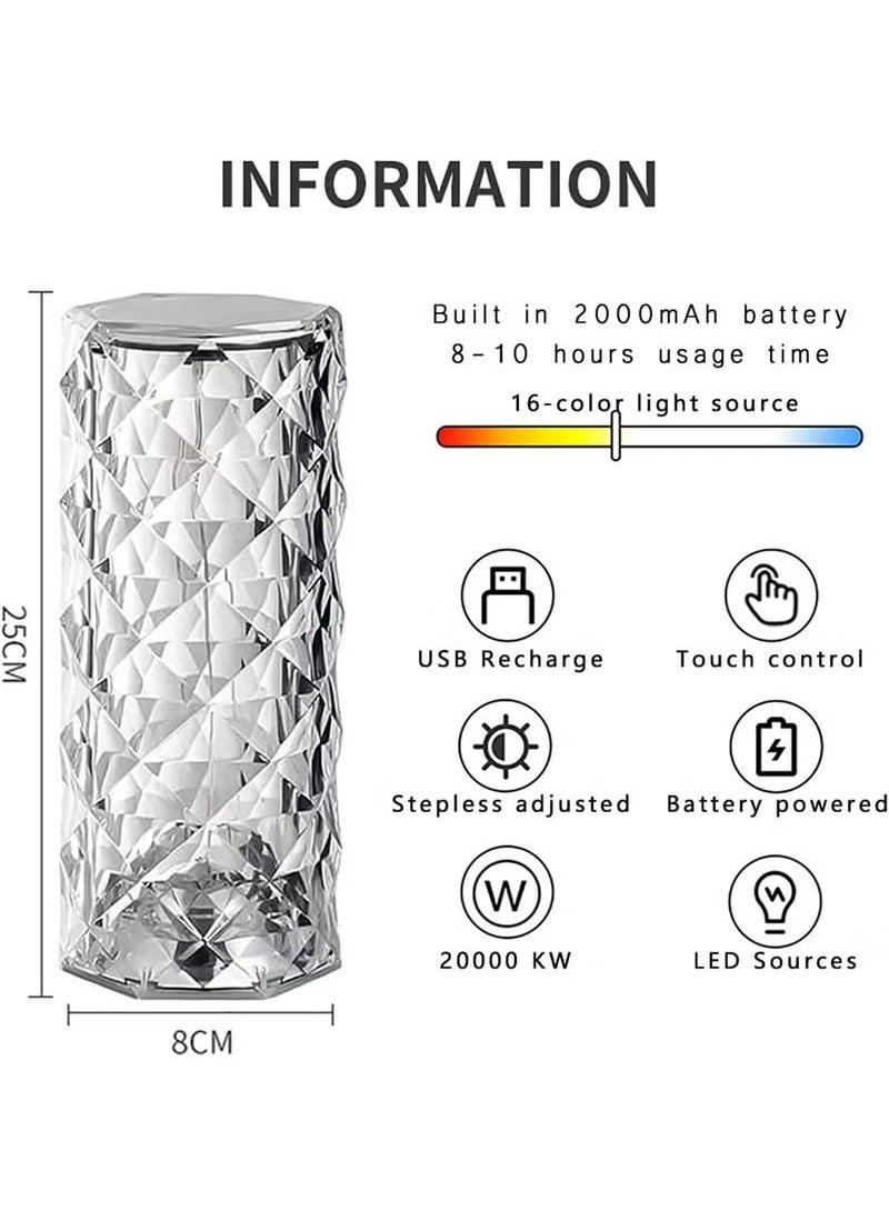 TIGER RGB Crystal Table Lamp MultiColor Remote Control Touch Dimmable LED Light USB Charging - Image 3