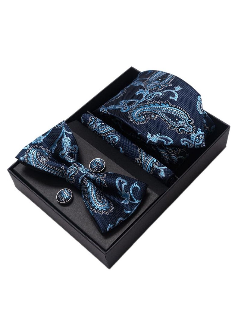 5 pcs high-end tie for men business professional formal tie bow tie cufflinks square scarf fashion accessories gift box  - Image 1