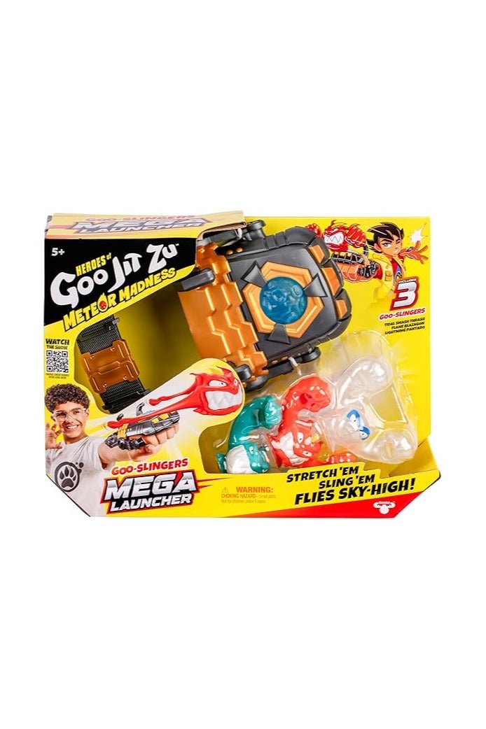 GOO JIT ZU Heroes of Goo Jit Zu Meteor Madness GOO-Slingers Mega Launcher, load it with your stretchy figures and catapult them to airy heights in an instant, contains 3 exclusive slingshot figures - Image 3