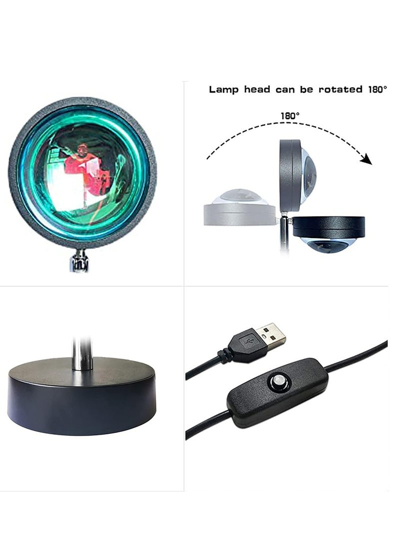 Furtey Floor Lamp for Living Room Bedroom, Sunset Projection LED Light, Rainbow Night Light 180° Rotation USB Powered Romantic Sun Light for Self Media Bedroom Background Room Decoration (Art Deco) - Image 5