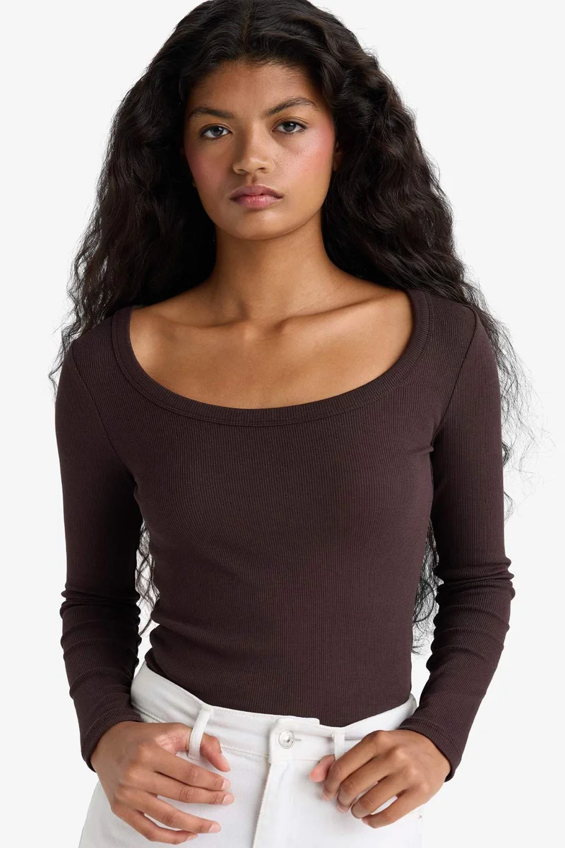 ديفاكتو Slim Fit Round Neck Basic Ribbed Camisole T-Shirt