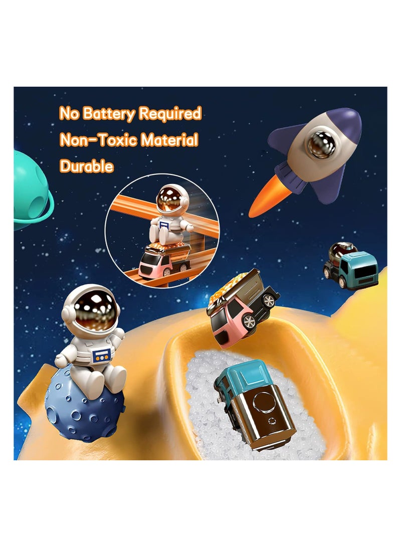 لعبة مسار سباق الأطفال، لعبة مغامرة السيارة، لعبة سفينة الفضاء، لغز السكك الحديدية، مسار إنقاذ المدينة، مجموعة لعب مغناطيسية، لعبة تعليمية تعليمية، مسار سباق للأطفال الصغار مع 3 سيارات صغيرة - Image 4