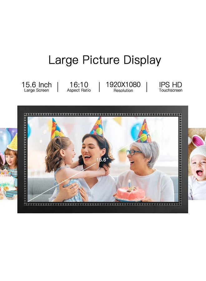 humblestead Digital Picture Frame 15.6 Inch Large Digital Photo Frame with 1920 * 1080 IPS Full HD Touchscreen, Humblestead 64GB WiFi Smart Frame Share Photos and Videos via AiMOR App, Wall Mountable - Image 3
