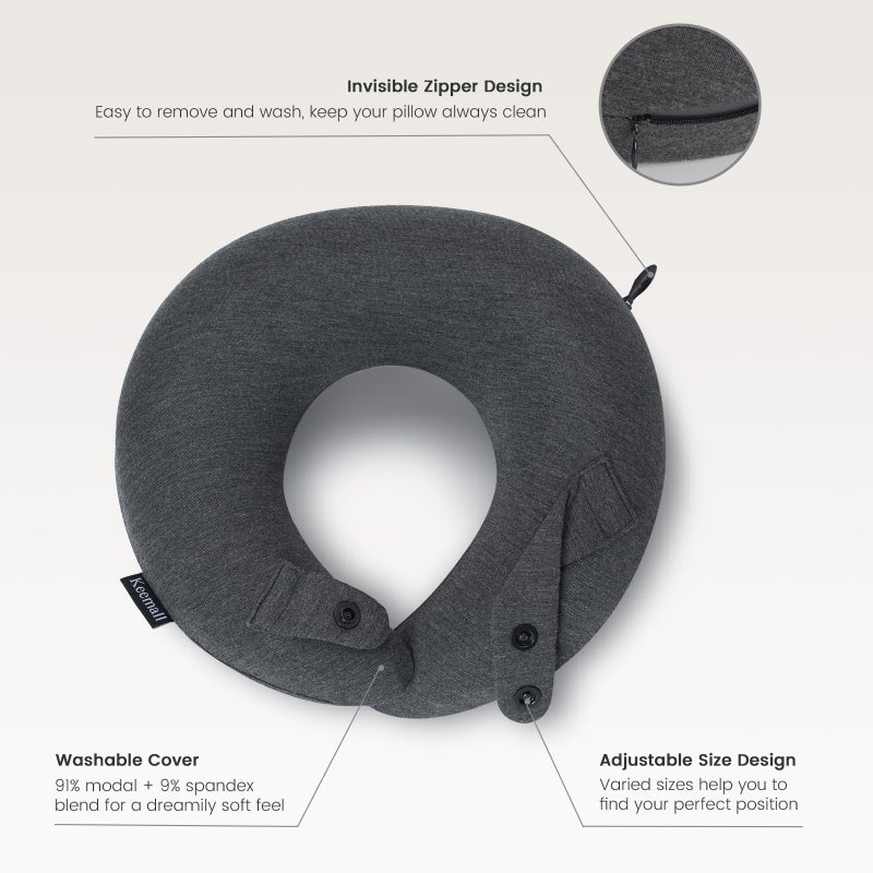 Keemall Inflatable Neck Pillow, Premium Travel Neck Pillow for Airplane Headrest Sleep - 3rd Generation, Double Comfort Plane Pillow for Long Flight - Image 4