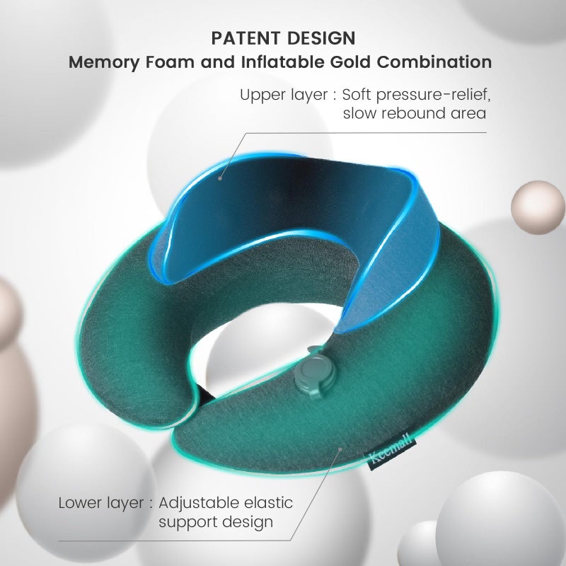 Keemall Inflatable Neck Pillow, Premium Travel Neck Pillow for Airplane Headrest Sleep - 3rd Generation, Double Comfort Plane Pillow for Long Flight - Image 3