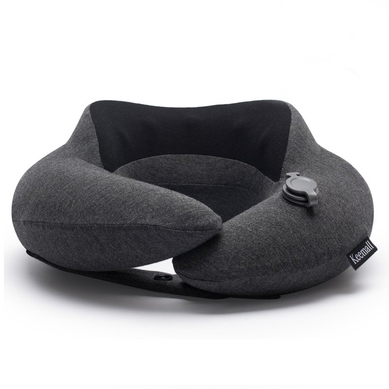 Keemall Inflatable Neck Pillow, Premium Travel Neck Pillow for Airplane Headrest Sleep - 3rd Generation, Double Comfort Plane Pillow for Long Flight - Image 1