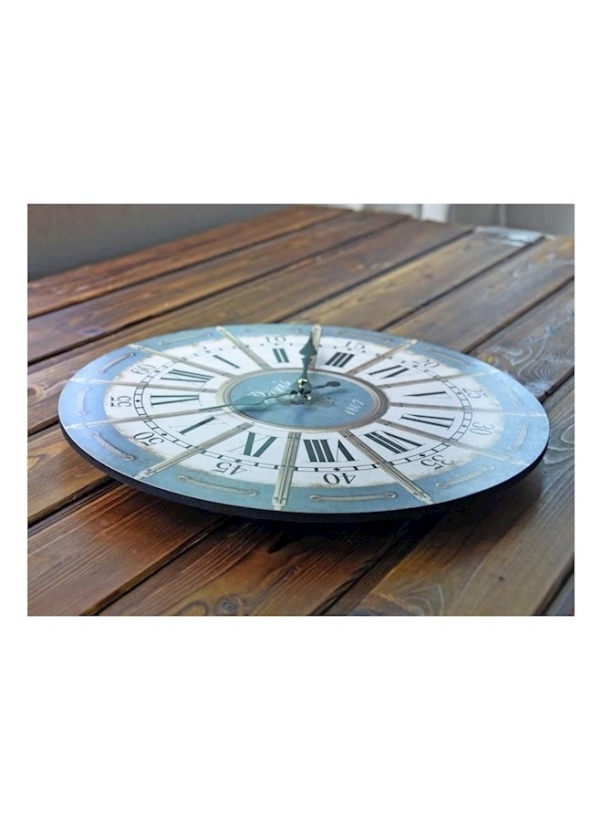 Loquat European Roman Retro Wall Clock White/Blue/Black - Image 4