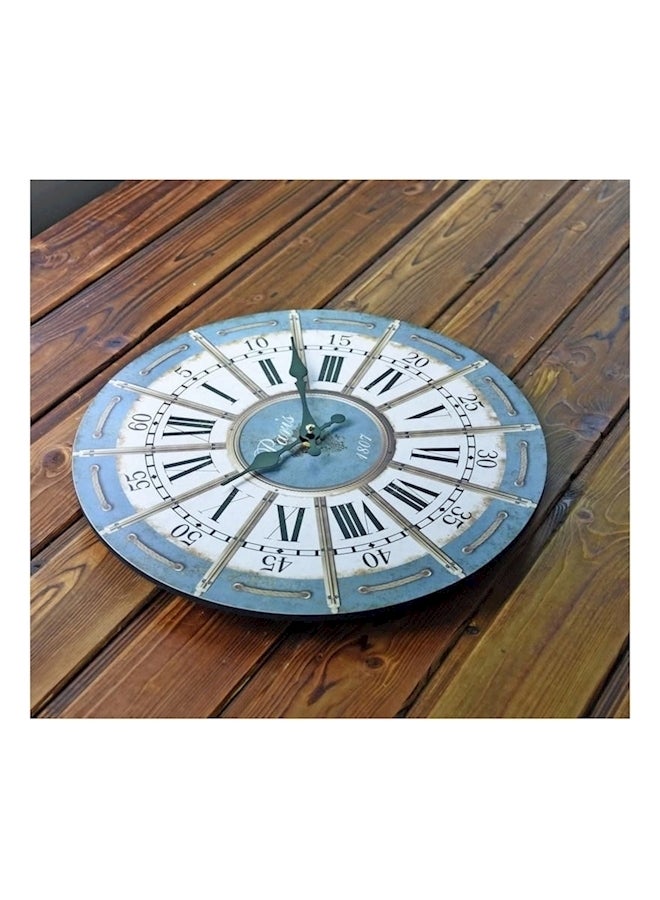 Loquat European Roman Retro Wall Clock White/Blue/Black - Image 2