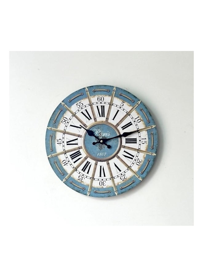 Loquat European Roman Retro Wall Clock White/Blue/Black - Image 1