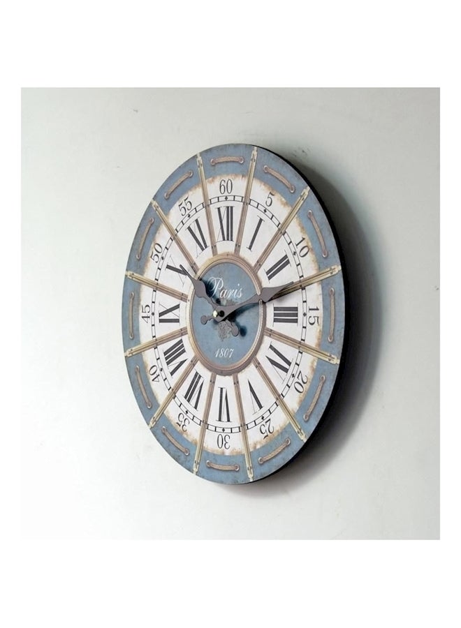 Loquat European Roman Retro Wall Clock White/Blue/Black - Image 3