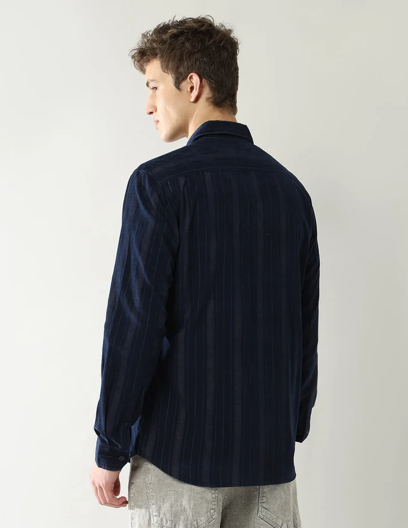 Arrow Navy Vertical Striped Slim Fit Shirt for Men | Best Price UAE