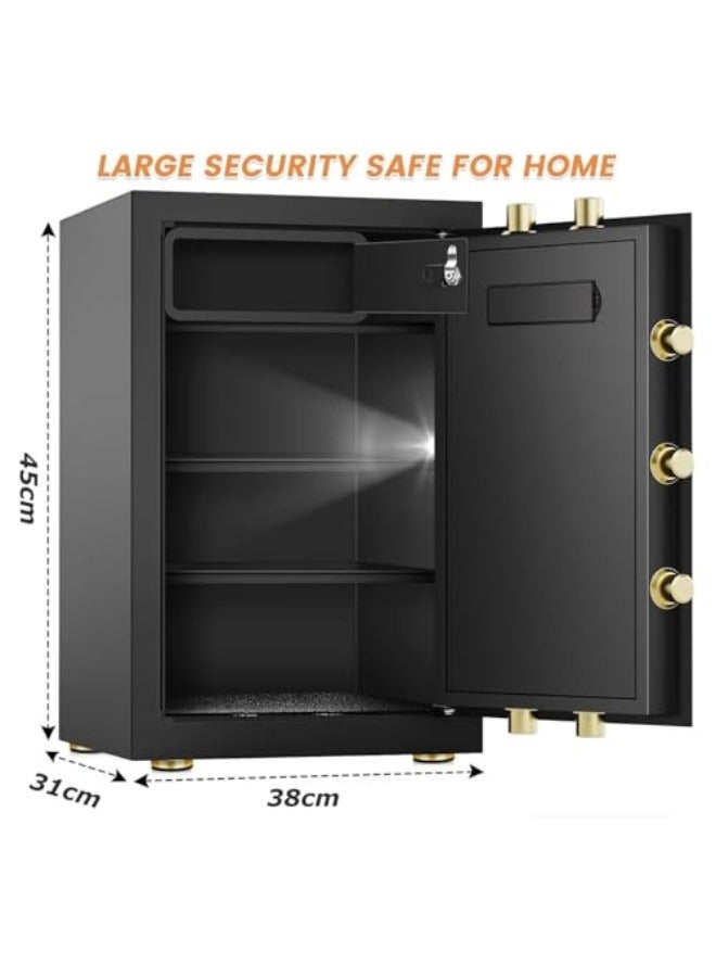 جيجيرو صندوق أمان، صندوق أمان فولاذي وصندوق قفل مع لوحة مفاتيح إلكترونية آمنة، صناديق أمان شديدة التحمل مقاومة للحريق للاستخدام المنزلي، خزانة داخلية قابلة للإزالة ورف، صندوق أمان رقمي مضاد للسرقة - Image 2