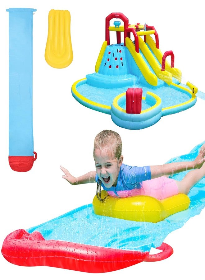 ELEMARA Inflatable Water Slide with 19.1ft Attachable Slide，Advanced Sprinklers for Bounce House with Bodyboard，Oversized Backyard Water Park for Kids, Outdoor Summer Fun - Image 1