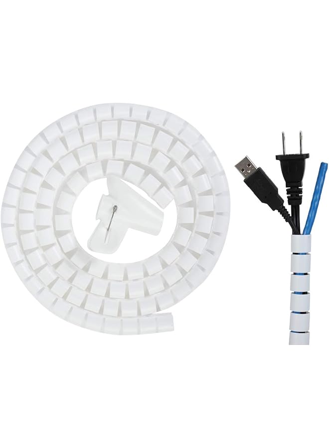 promass Kabelschlauch Weiß 1,5m x 16mm Selbstschließend Kabelkanal Spiral kabelmanagement Kabelorganisation for TV PC Audio Laptop Ethernet Kabel - Image 1