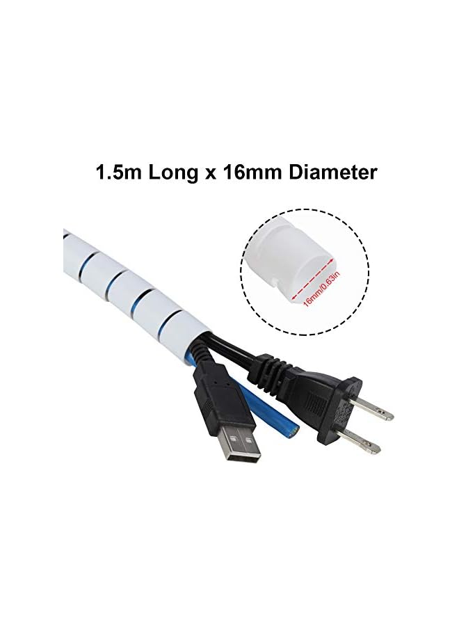 promass Kabelschlauch Weiß 1,5m x 16mm Selbstschließend Kabelkanal Spiral kabelmanagement Kabelorganisation for TV PC Audio Laptop Ethernet Kabel - Image 2