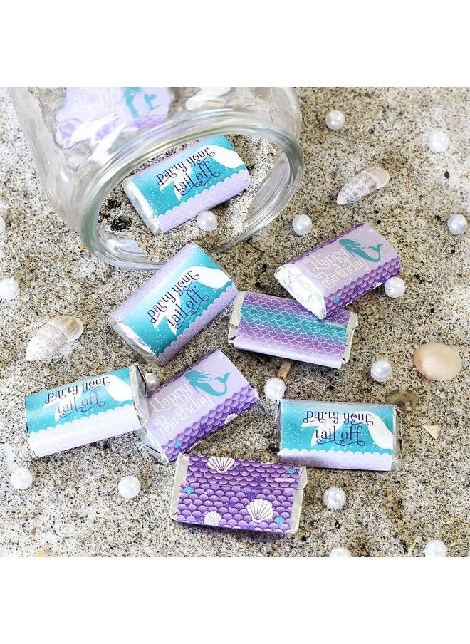 DISTINCTIVS Mermaid Birthday Mini Candy Bar Wrappers 45 Stickers  - Image 3