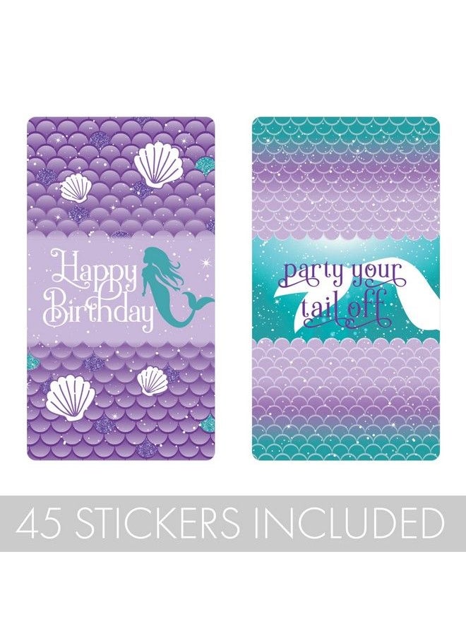DISTINCTIVS Mermaid Birthday Mini Candy Bar Wrappers 45 Stickers  - Image 4