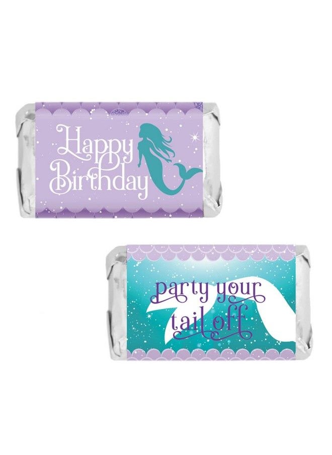 DISTINCTIVS Mermaid Birthday Mini Candy Bar Wrappers 45 Stickers  - Image 1