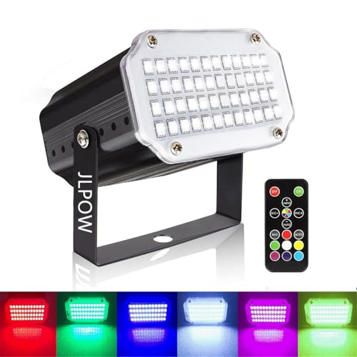 JLPOW Halloween Strobe Light with Remote, JLPOW Sound Activated Mini Strobe Lights Super Bright 48 RGB LED, Remote Control Flash Stage Lighting, Best for DJ Party Show Club Disco Halloween - Image 1