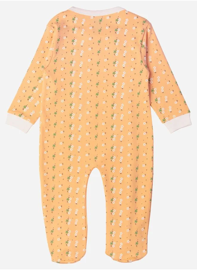 Babies Basic Printed Cotton Long Sleeves Sleepsuit