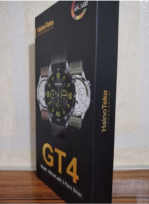ساعة Haino Teko GT4 الذكية بموديل RW-44 هي الاختيار الأمثل لمن يبحث عن الأناقة، الأداء العملي، والتكنولوجيا المتقدمة في جهاز واحد. مصممة بجودة ألمانية فائقة مع شاشة AMOLED عالية الدقة لضمان وضوح مثالي وسهولة في الاستخدام حتى في ضوء الشمس المباشر. اسود