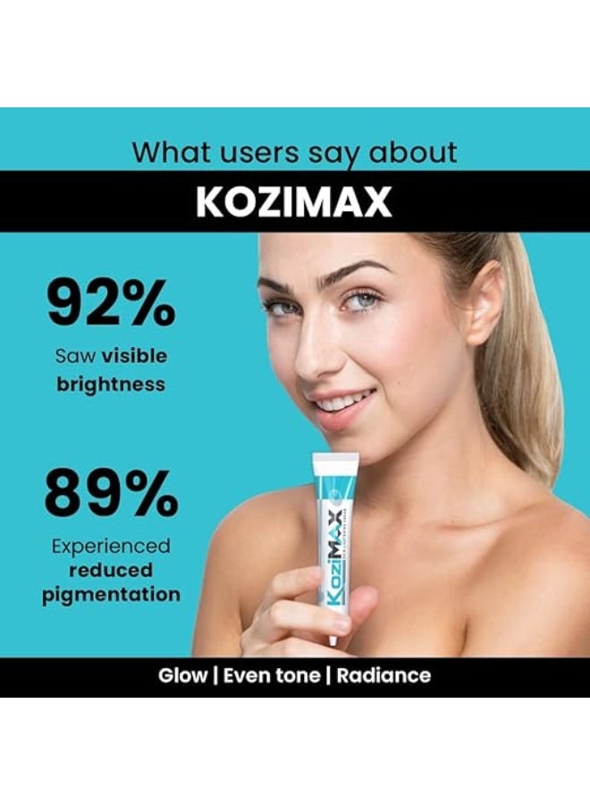 Kozimax Skin Cream (15g) | Helps Reduce Dark Spots, Pigmentation & Uneven Skin Tone | Lightweight, Fast Absorbing Formula | With Kojic Acid Dipalmitate, Vitamin C & Arbutin - Image 3