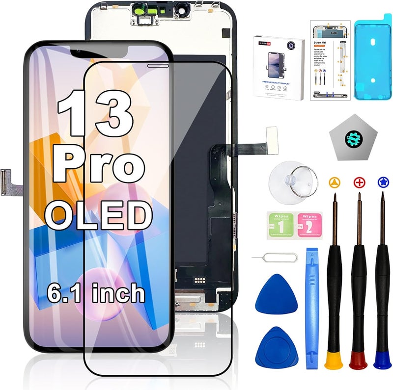 EFAITHFIX Store for iPhone 13 Pro Screen Replacement OLED [NOT LCD] 6.1'' Display 3D Touch Screen FHD Digitizer Assembly A2483 A2636 A2638 A2639 A2640 with Repair Tools Waterproof Adhesive Screen Protector - Image 1