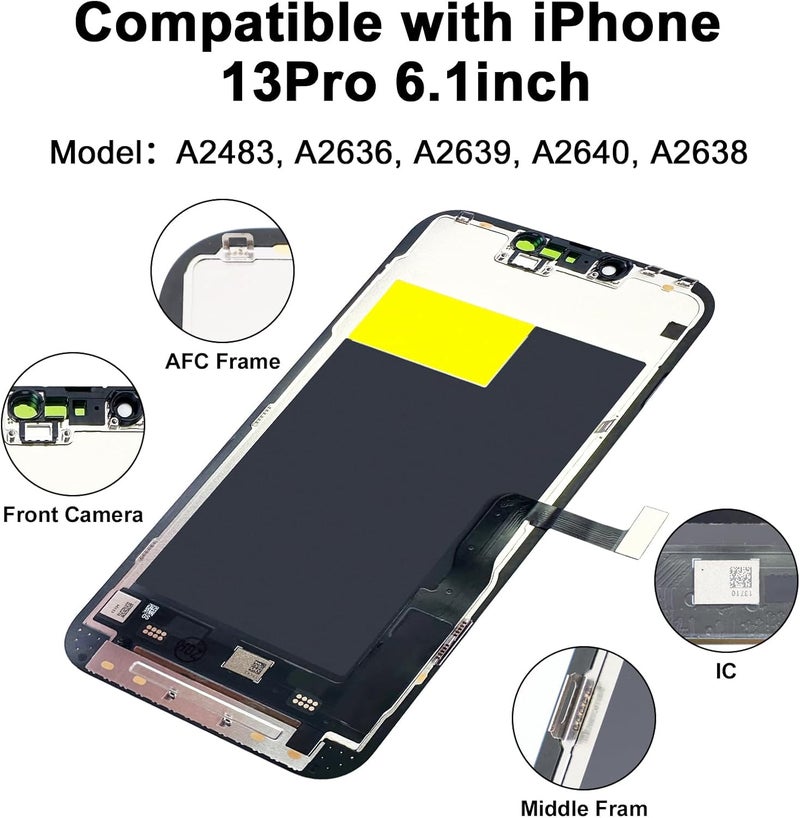 EFAITHFIX Store for iPhone 13 Pro Screen Replacement OLED [NOT LCD] 6.1'' Display 3D Touch Screen FHD Digitizer Assembly A2483 A2636 A2638 A2639 A2640 with Repair Tools Waterproof Adhesive Screen Protector - Image 4