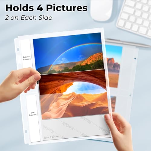 Dunwell 5x7 Photo Sleeves for 3-Ring Binder, (25 Pack) for 100 Pictures, Each Sheet Holds Four 5 x 7 Pictures or Postcards, Acid-Free Poly Plastic Photo Album Refill Pages - Image 3