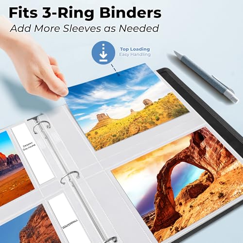 Dunwell 5x7 Photo Sleeves for 3-Ring Binder, (25 Pack) for 100 Pictures, Each Sheet Holds Four 5 x 7 Pictures or Postcards, Acid-Free Poly Plastic Photo Album Refill Pages - Image 4