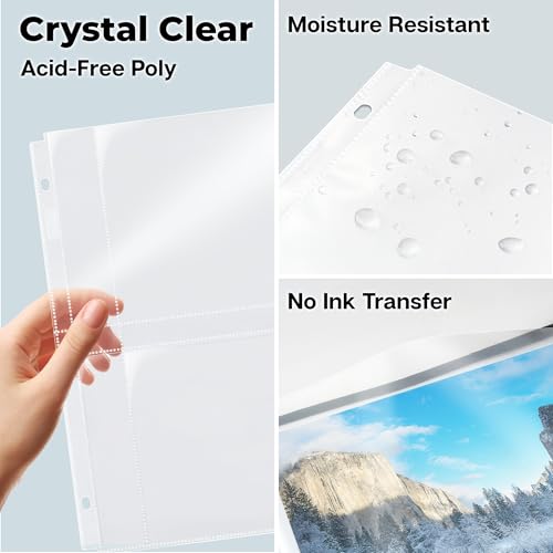 Dunwell 5x7 Photo Sleeves for 3-Ring Binder, (25 Pack) for 100 Pictures, Each Sheet Holds Four 5 x 7 Pictures or Postcards, Acid-Free Poly Plastic Photo Album Refill Pages - Image 5