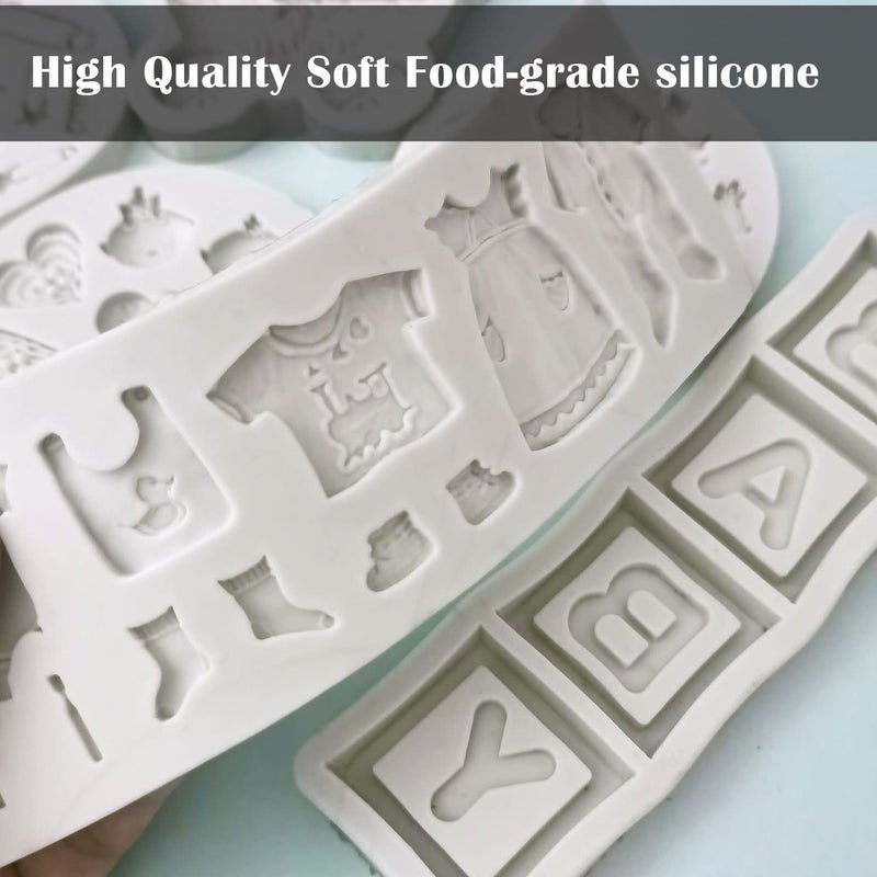Unixing 8 Pack Cute Baby Silicone Fondant Cake Mold Baby Shower Theme Cupcake Mold Cake Decorating Mold Baking Mold Gummy Sugar Chocolate Candy Cupcake Mold - Image 3