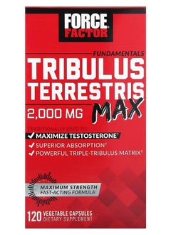 Force Factor Fundamentals Tribulus Terrestris Max 2000 mg 120 Vegetable Capsules (500 mg per Capsule) 
